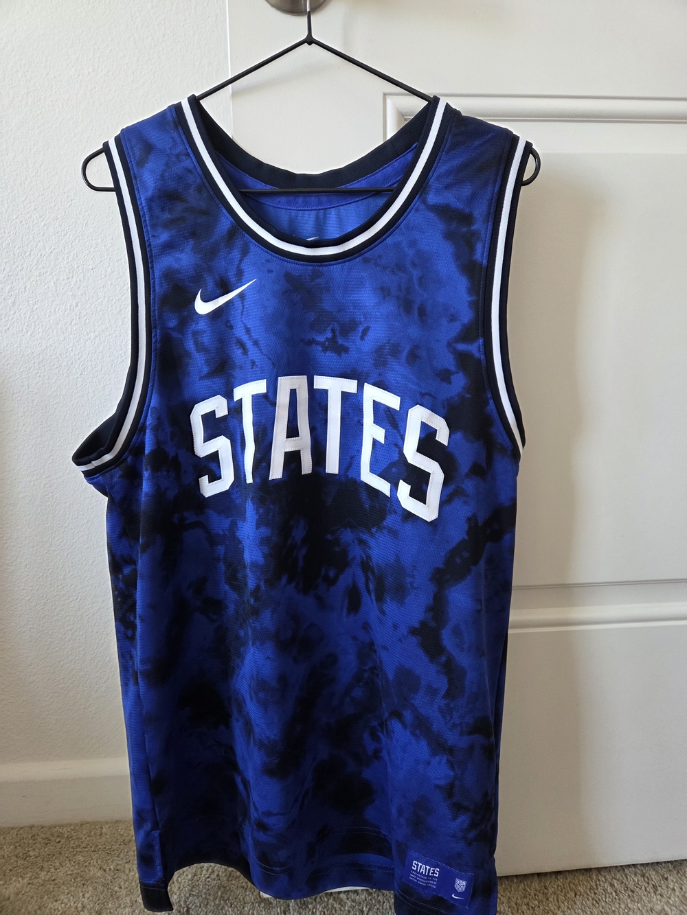Nike Blue and Black Tie-Dye Basketball Jersey